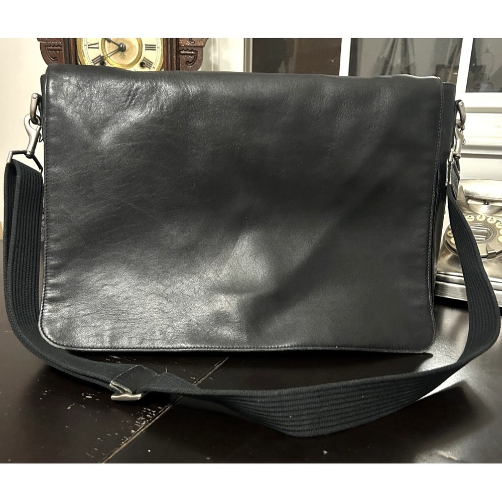Y2K Coach Briefcase - Black Full Grain Leather Messenger Bag Briefcase 5216 EUC